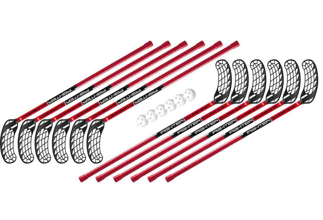 SET 12x Unihoc Fighter floorball stick 87 cm with ball