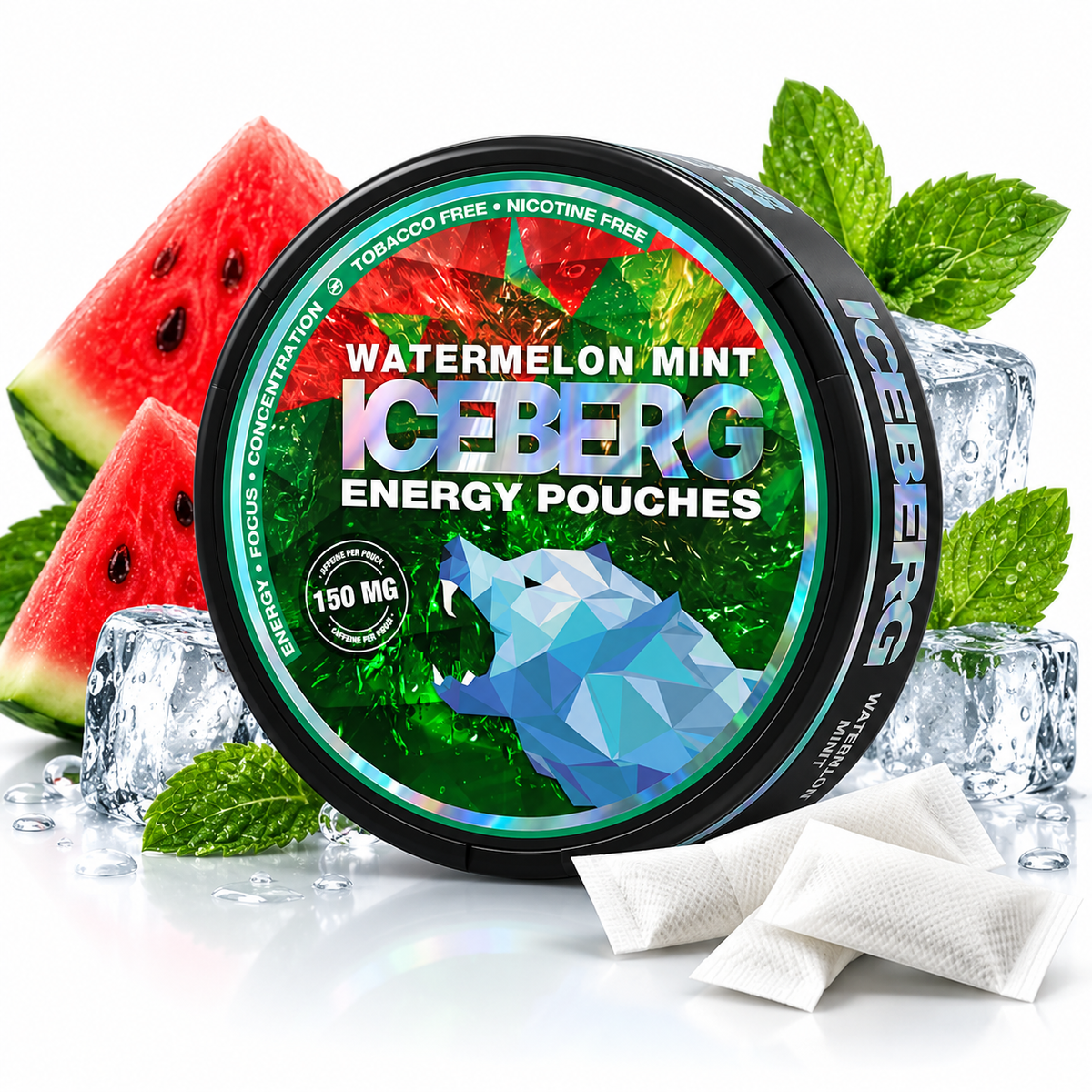 Iceberg Pouches Energy Watermelon Mint – 150 mg Koffein, ohne Nikotin