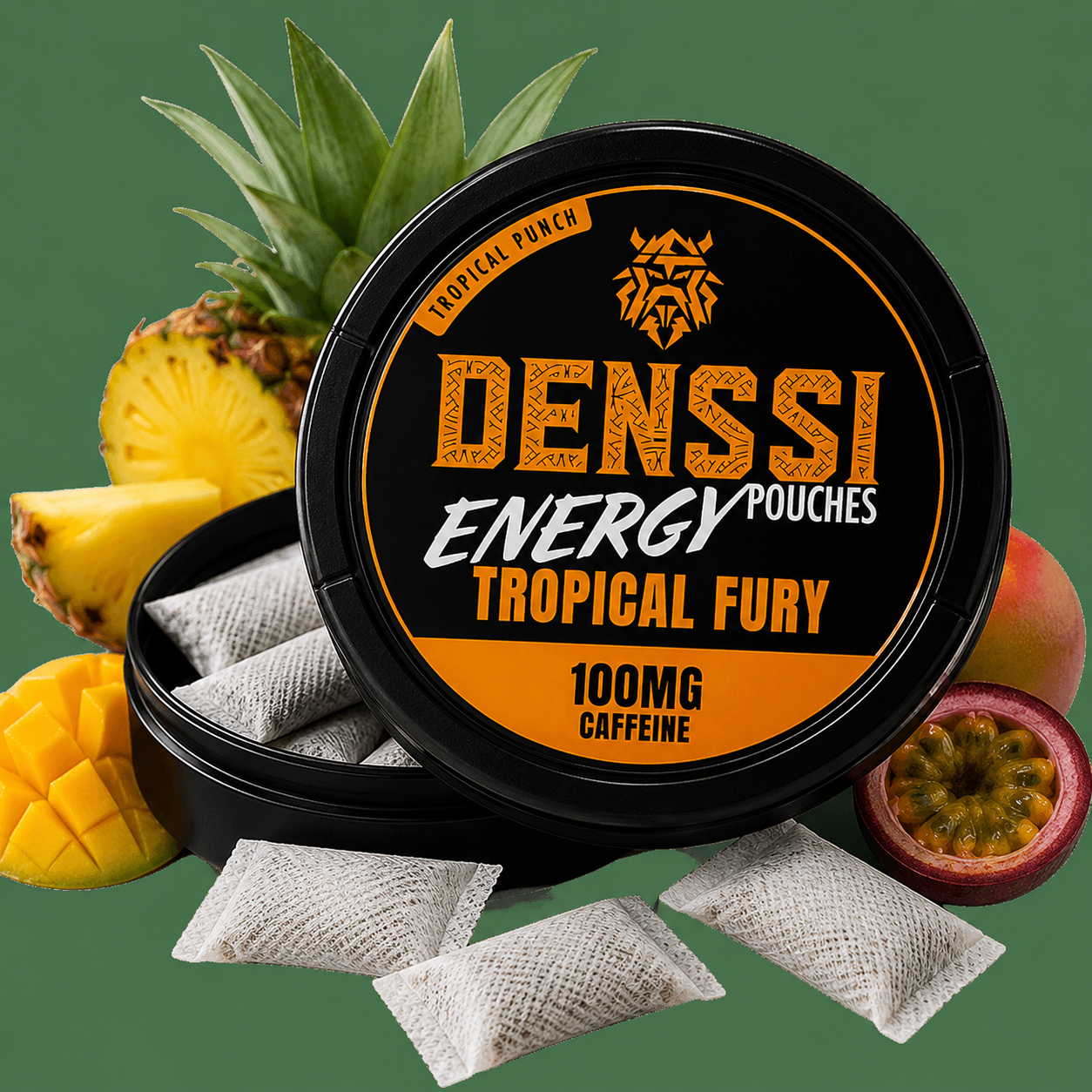 Denssi Energy Tropical Fury – Nikotinfreie Energy Pouches