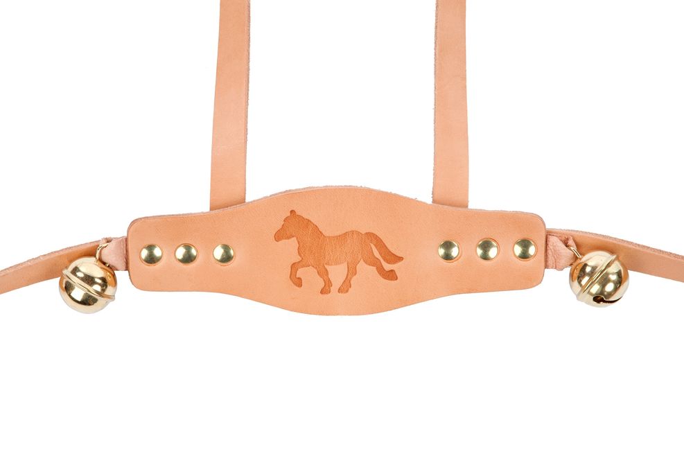 Guinzaglio per cavallo, guinzaglio con campanello in vera pelle, naturale o rossa