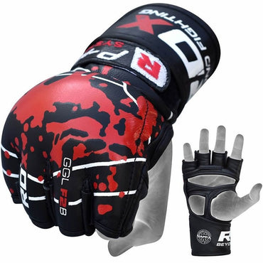 RDX Gym Grappling Blood Double Strap Glove Fitness