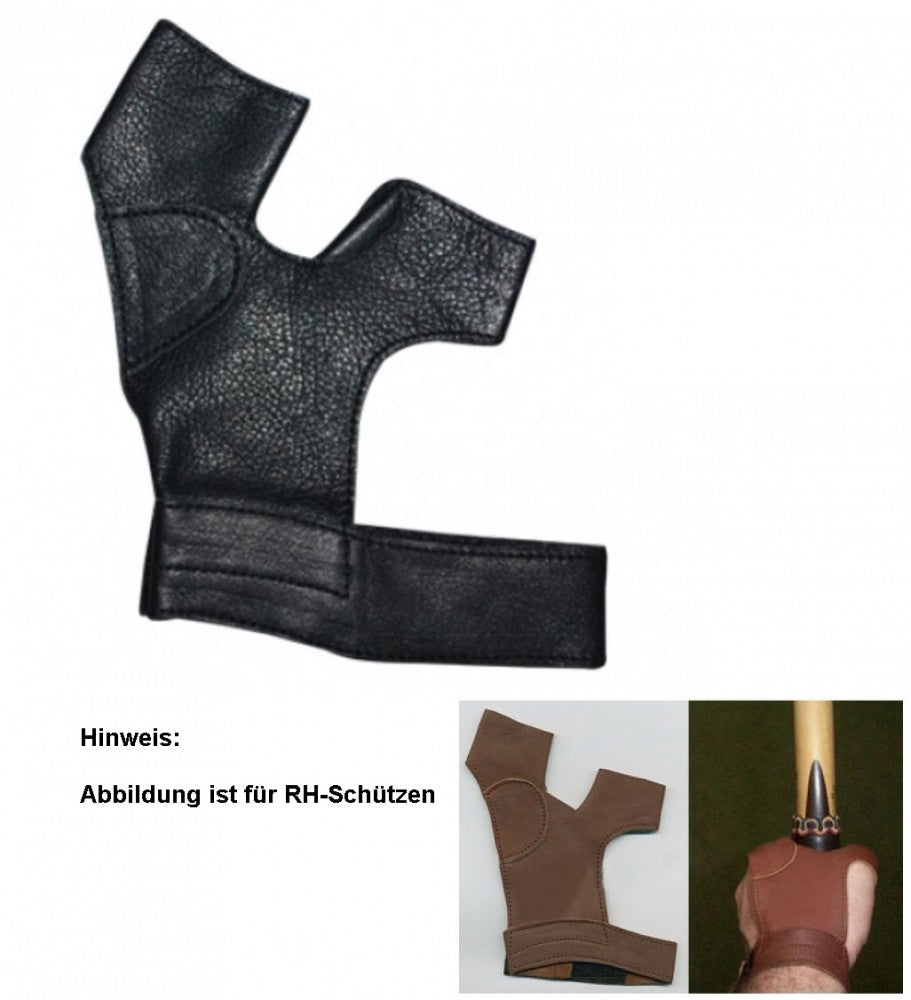 Bogenhandschuh traditionell Leder f. LH Schützen black.bulls schwarz