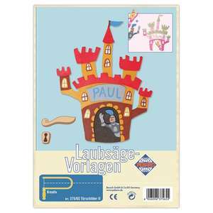 2 fretsaw templates, door sign castle