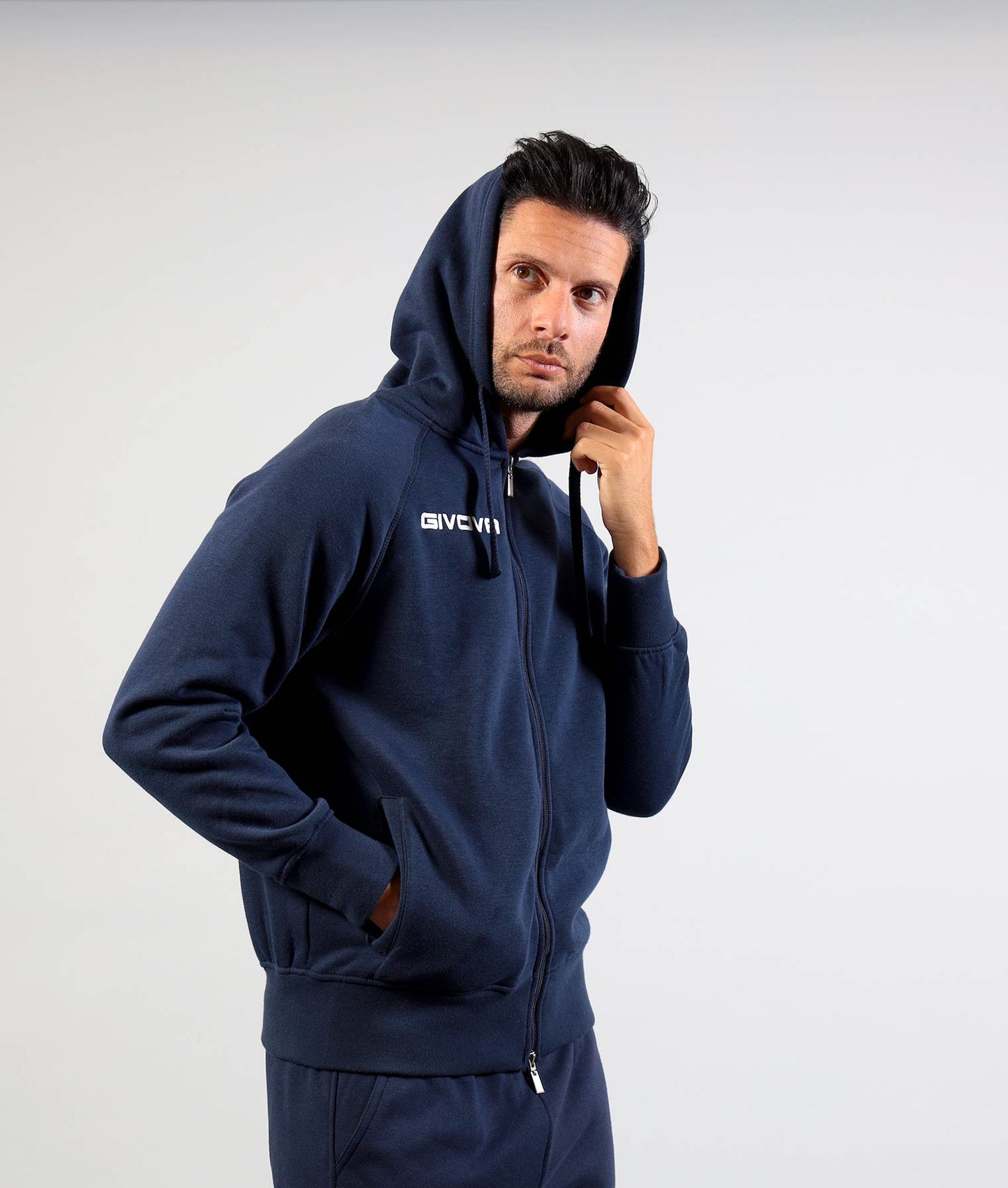 Giacca con cappuccio Felpa King Fleece Givova marine L