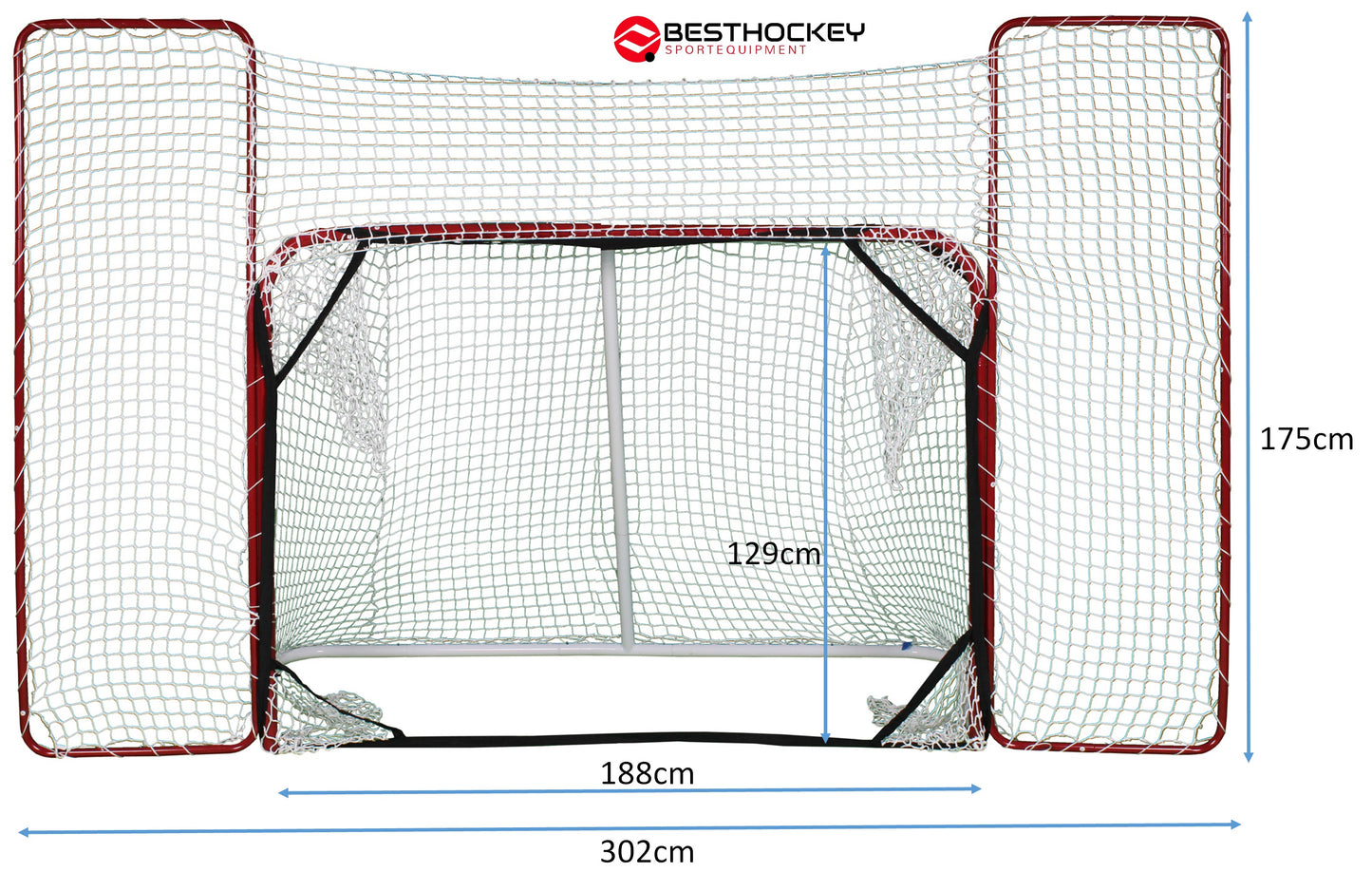 Hockey Tor 188x129cm mit Fangnetz 302x175cm, besthockey Hockeytor Target