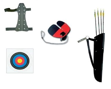 Set tiro con l'arco Halona, faretra, frecce, protezione per il braccio, protezione per le dita XS per bambini