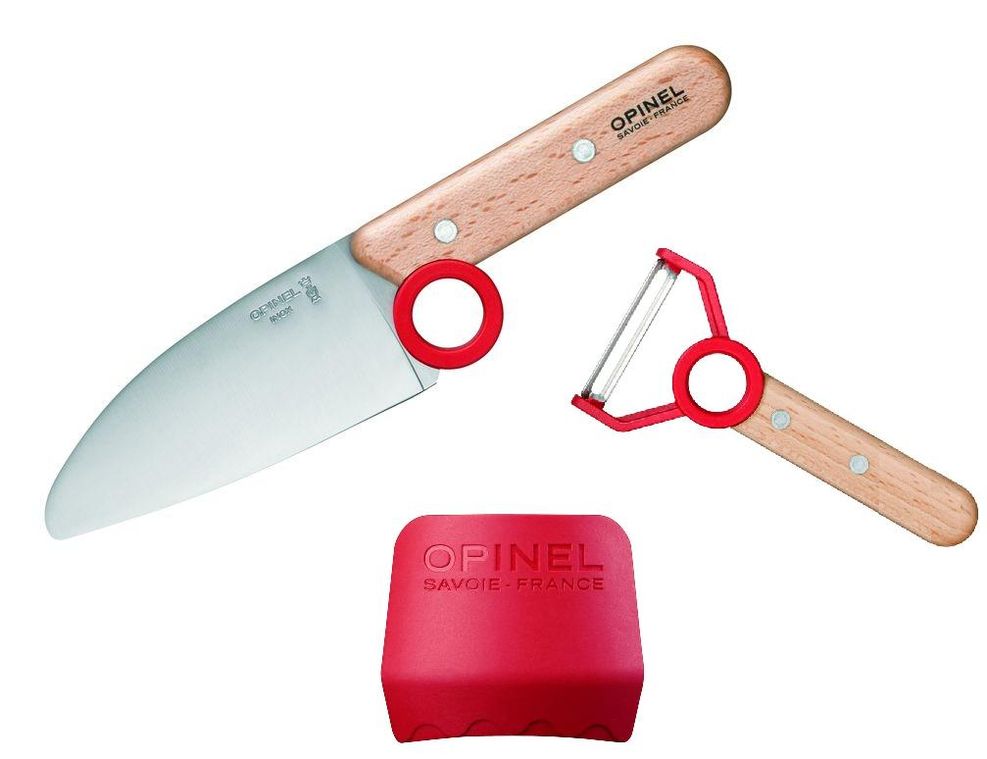 Küchenmesser SET Kinder, Kindermesser m. Schäler,Fingerschutz, Messer v. Opinel