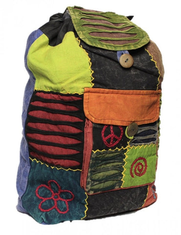 Hippie Rucksack stone washed, cultbagz flower 06