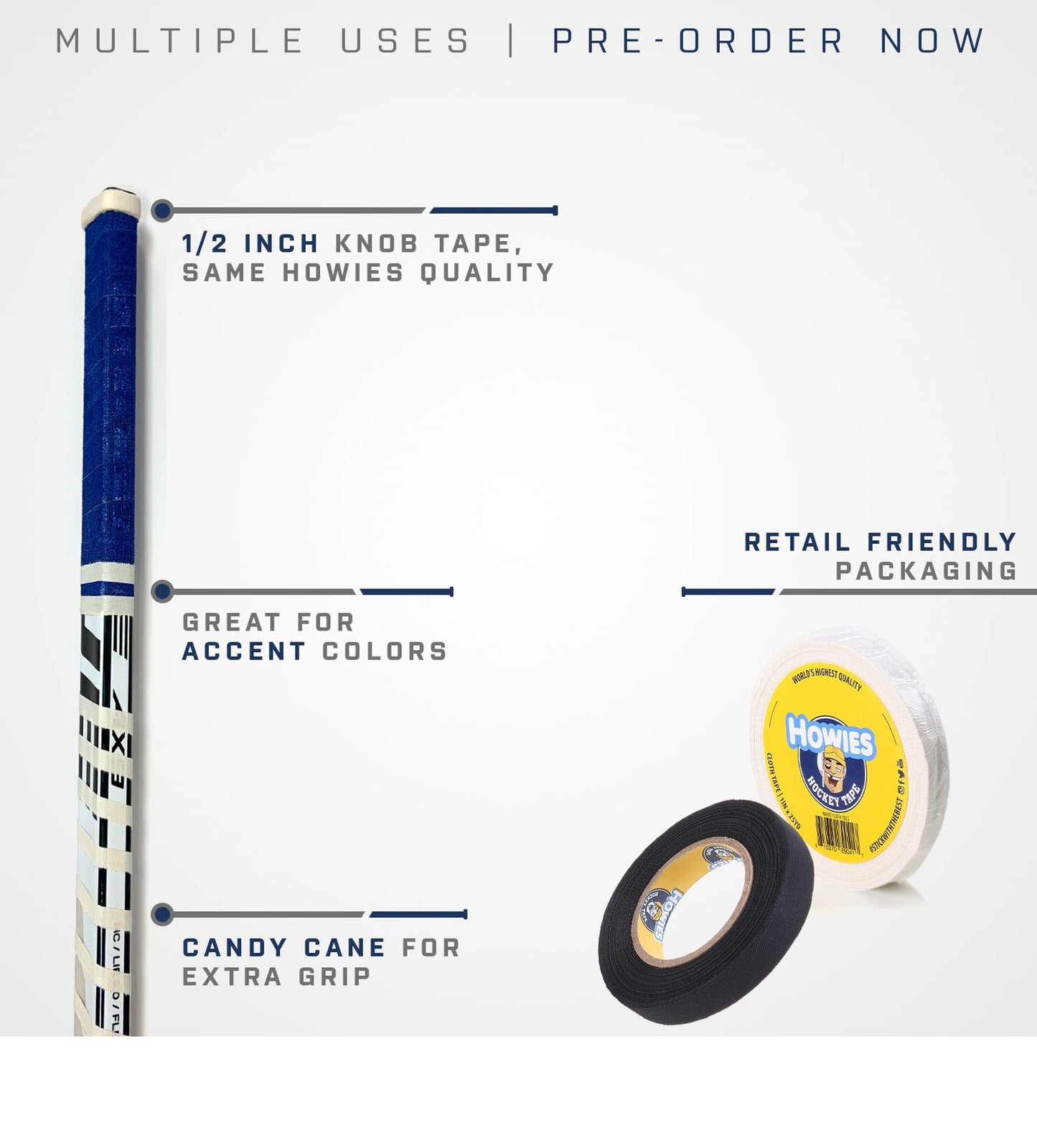 Howies Knauf Tape - Knob für Eishockeyschläger schwarz 12mm - 9,1m