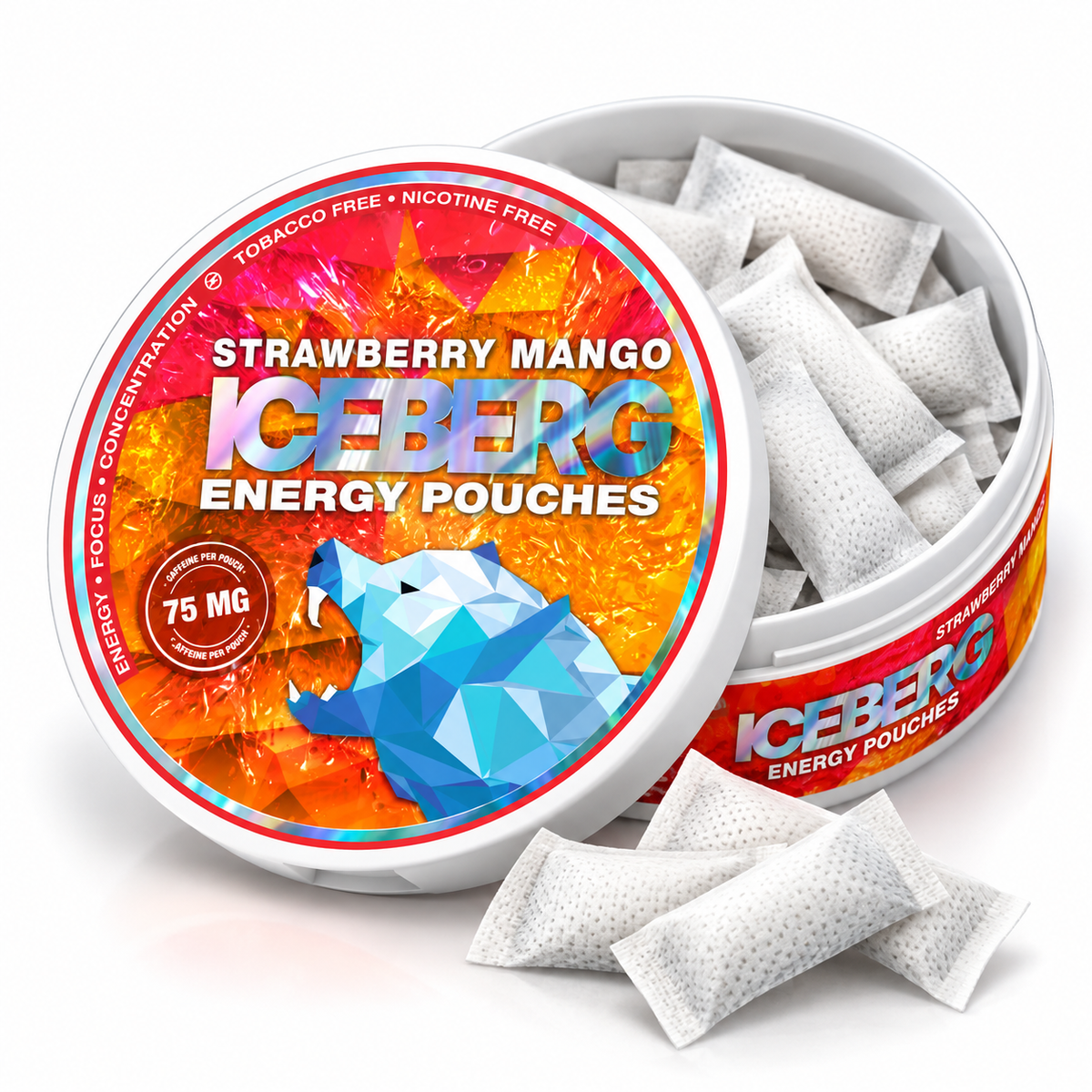 Iceberg Energy Pouches  - Strawberry Mongo 75 mg Koffein