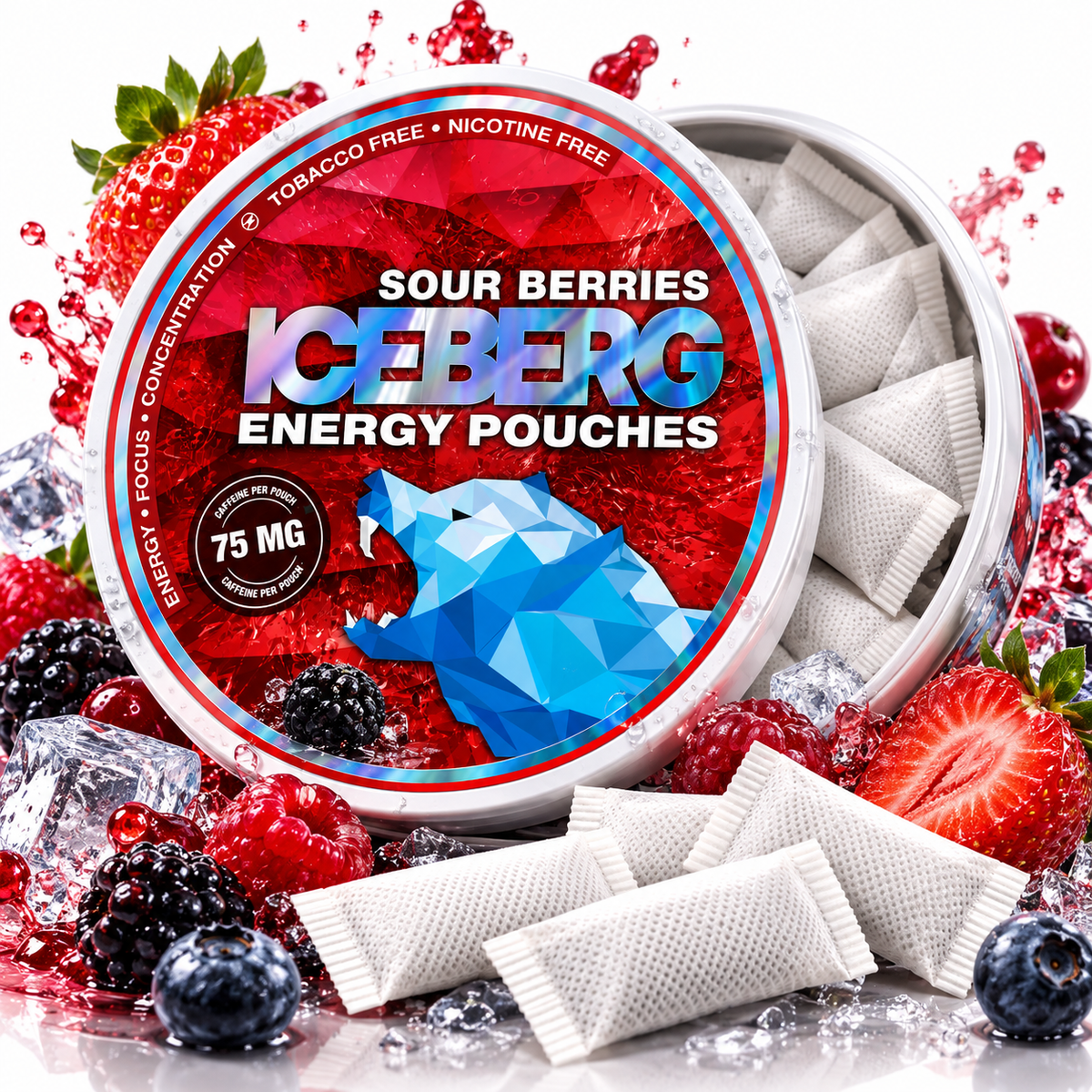 Iceberg Energy Pouches  - Sour Berries 75 mg Koffein,