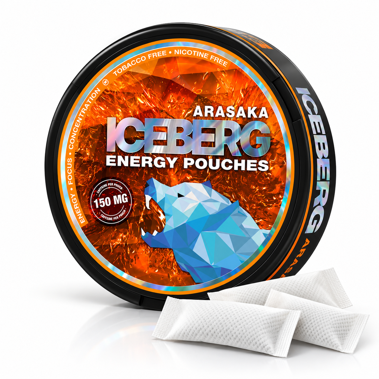 Iceberg Pouches Energy Pfirsich Arasaka – 150 mg Koffein, ohne Nikotin