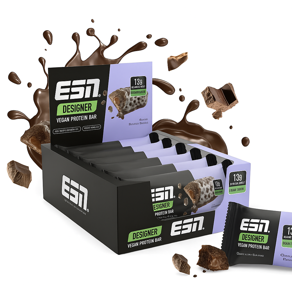 ESN Designer Vegan Protein Bar Box 12x55g Fudge Brownie