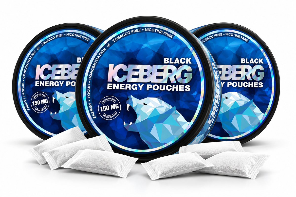 3x Iceberg Pouches Black Energy – 150 mg Koffein, ohne Nikotin