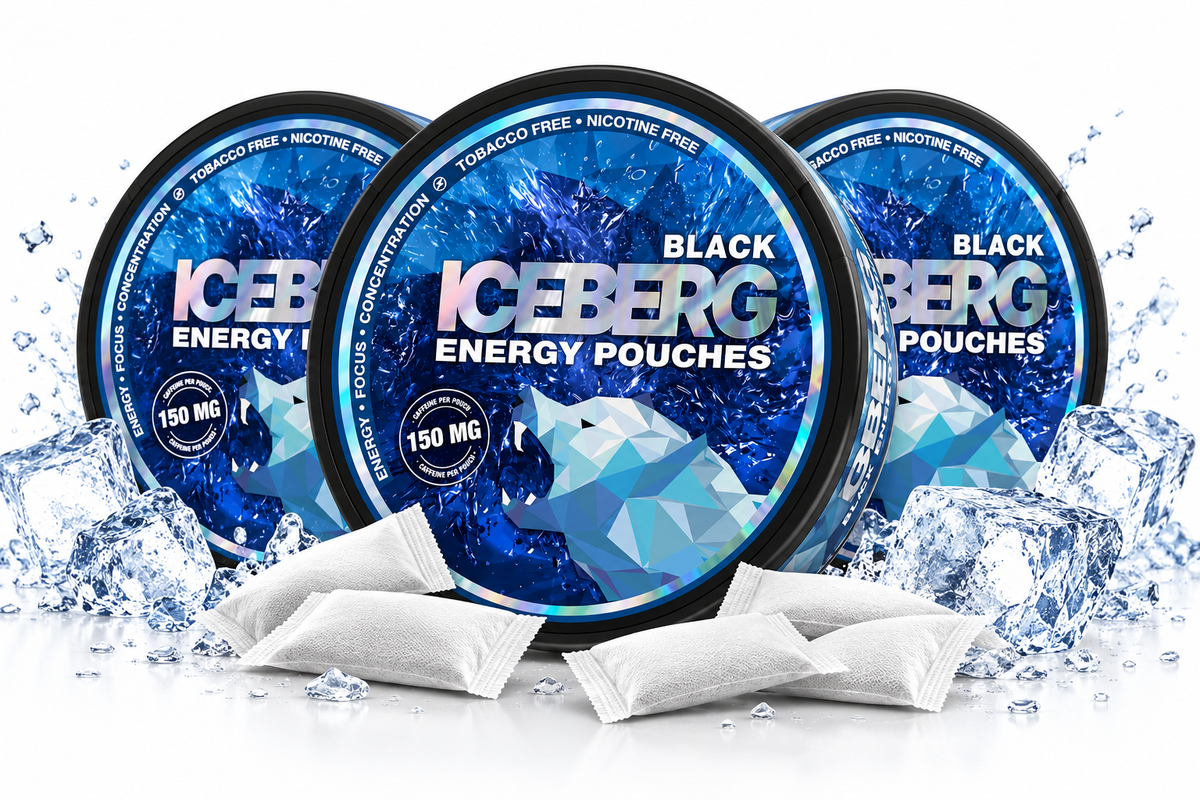 3x Iceberg Pouches Black Energy – 150 mg Koffein, ohne Nikotin