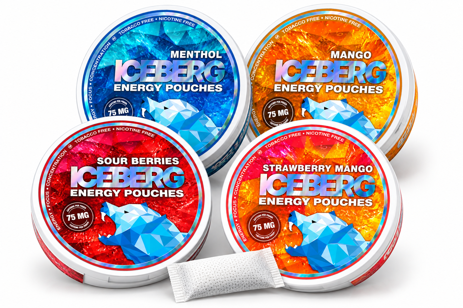 Iceberg Energy Pouches 4er SET, 75 mg Koffein