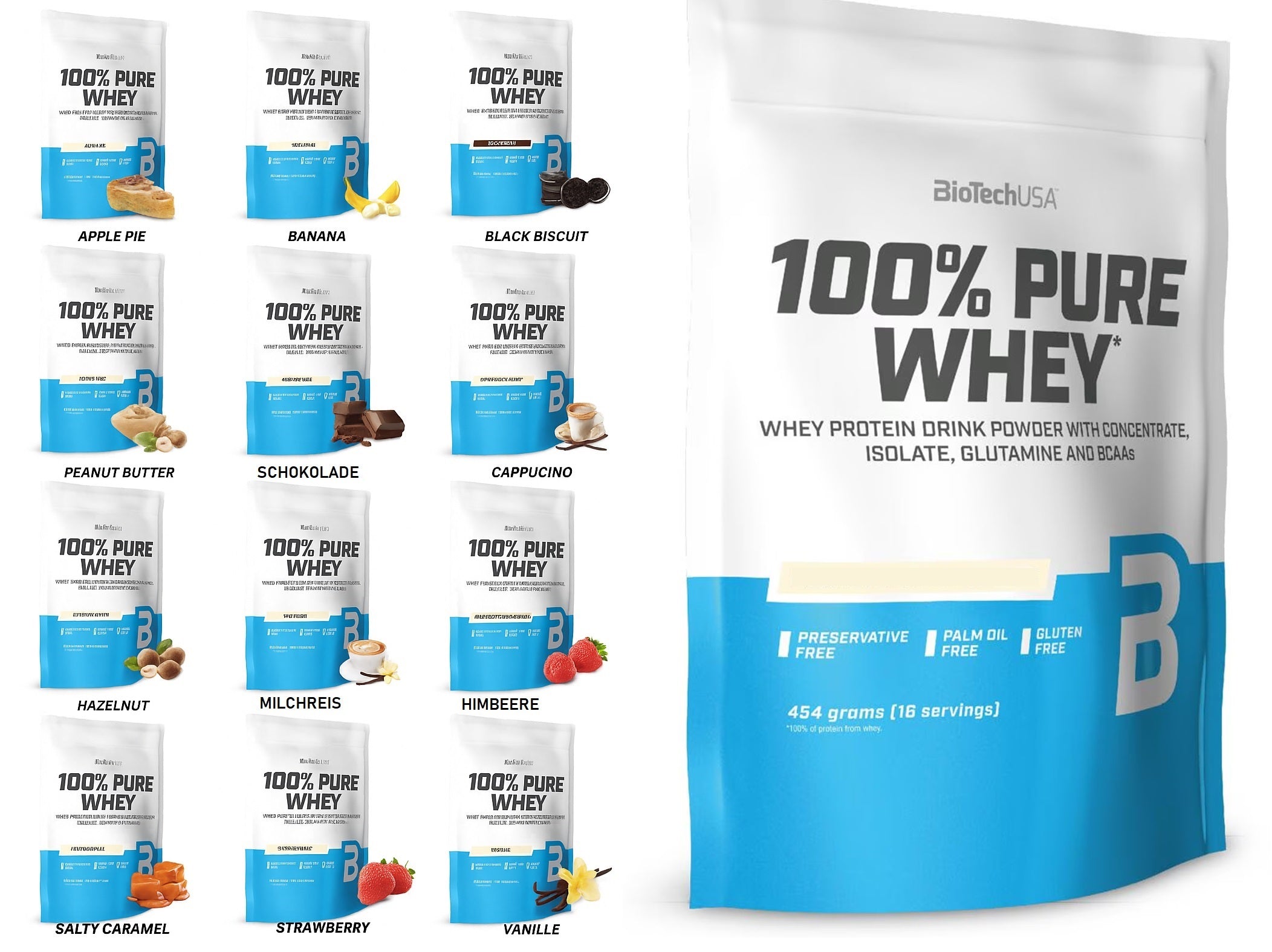 Biotech 100% Pure Whey Proteine different tastes 1000g