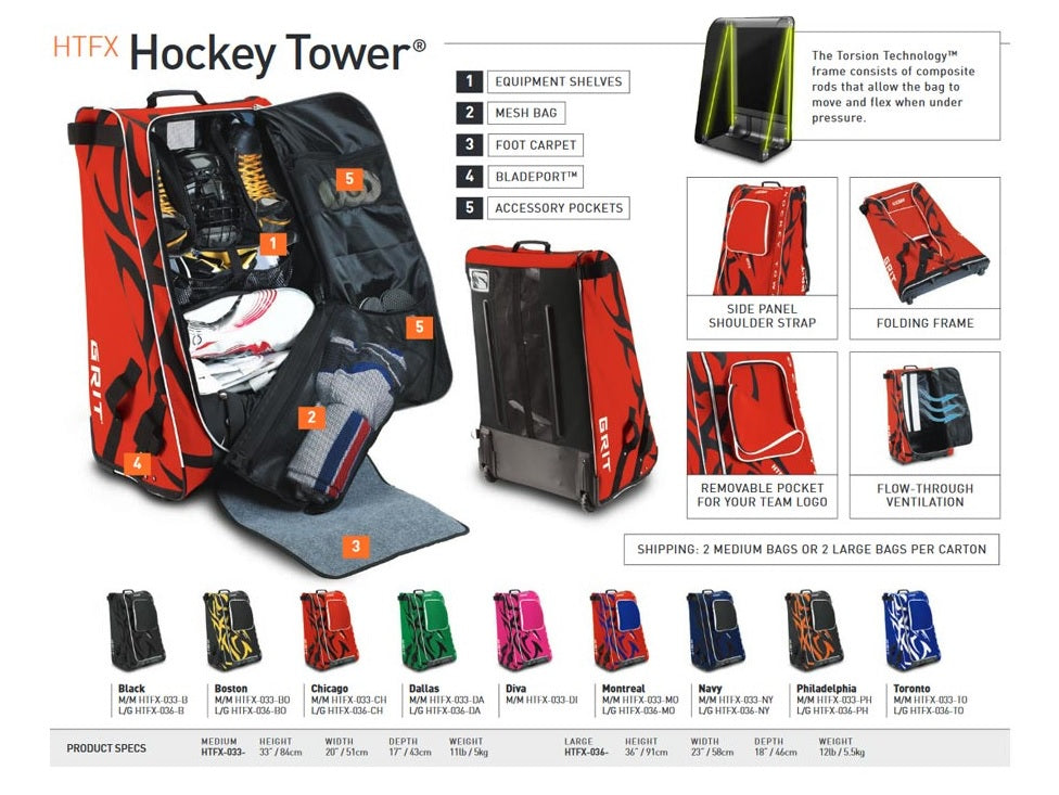 Tasche Grit HTFX Hockey Tower junior Chicago schwarz/rot