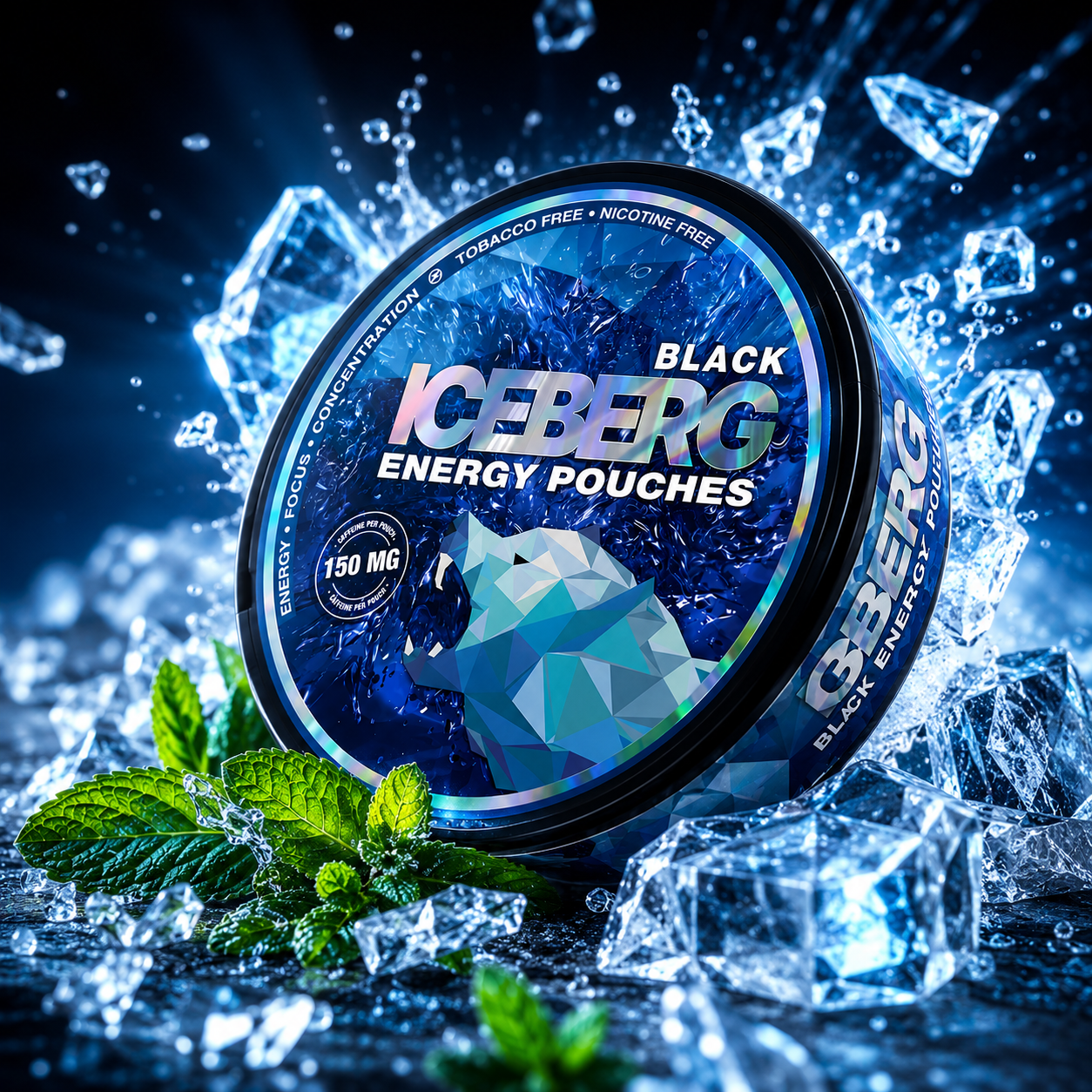 Iceberg Pouches Black Energy – 150 mg Koffein, ohne Nikotin