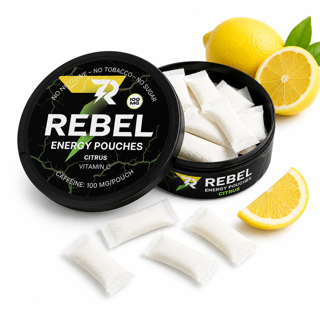 REBEL ENERGY Citrus Pouches – Nikotinfreie Energy Beutel  | Citrus Geschmack