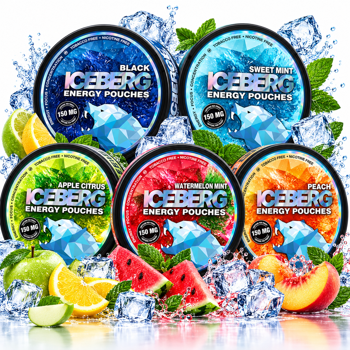 Iceberg Energy Pouches 5er SET, 150mg Koffein