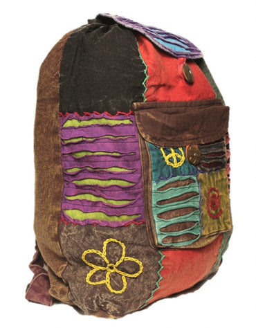 Hippie backpack stone washed, cultbagz flower 04