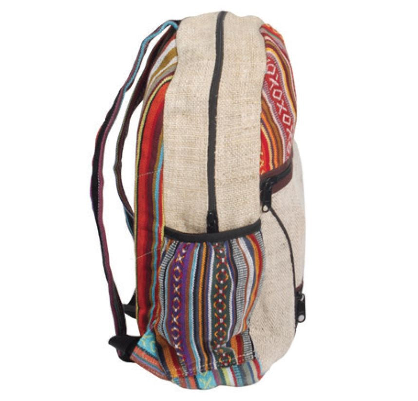 Zaino in canapa, cultbagz Nepal hand made, bagpack multi stripes