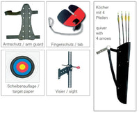 Archery set, accessories SET for recurve bow L, arrows, sight, quiver