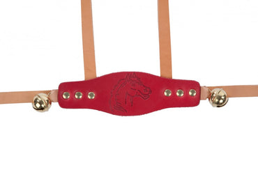 Horse leash, leash with bell made of pure leather, natural or red
