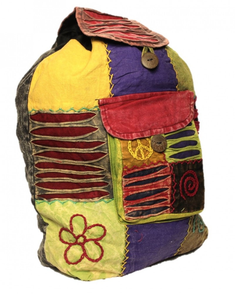 Hippie backpack stone washed, cultbagz flower 05