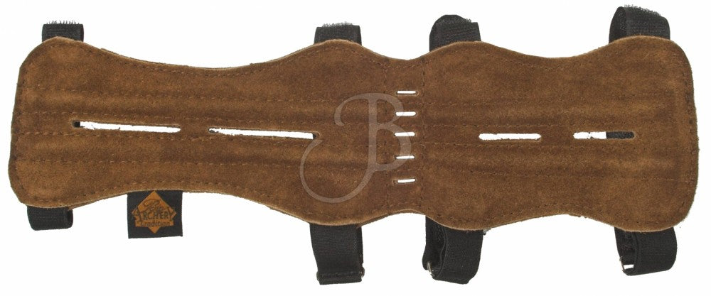 Parabraccia tradizione Bingnami Italia, protezione manica lunga realizzata in pelle scamosciata per tiro con l'arco