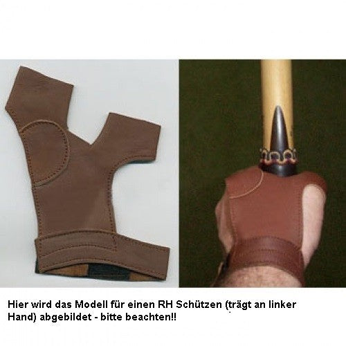 Traditional leather archery gloves for LH Schützen black.bulls