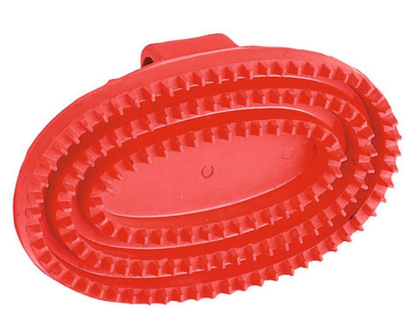 Rubber curry comb oval red Kerbl