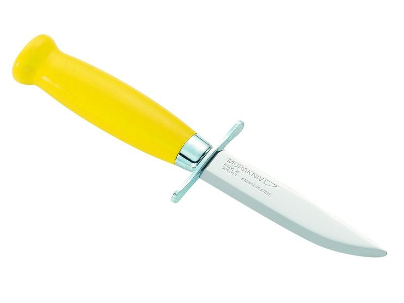 Coltello per bambini Mora, coltello da intaglio con manico in legno di betulla colorato. Coltello per bambini
