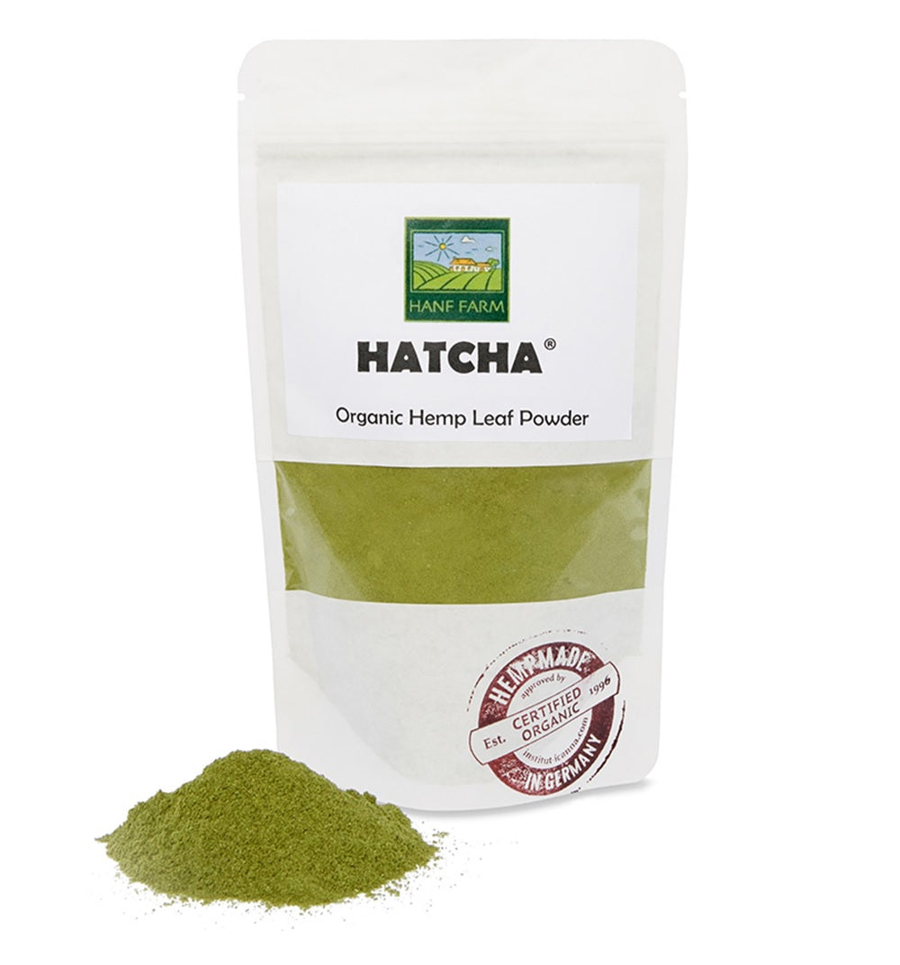 Hatcha Organic Hemp Leaf Powder - polvere di foglie di canapa a base di foglie di tè di canapa