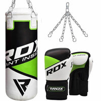 Sacco da boxe 2FT Punch Bag verde con guantoni da boxe di RDX