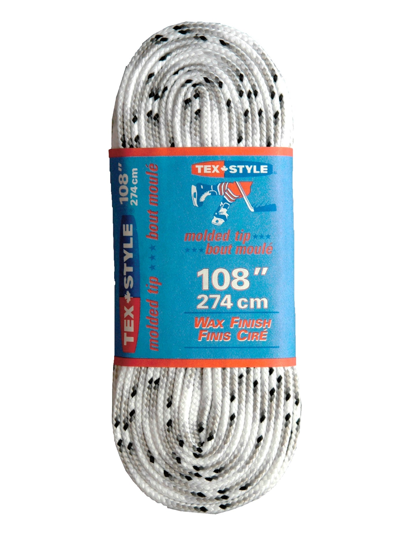 TEX-STYLE hockey laces colored waxed (smoke white) 108"