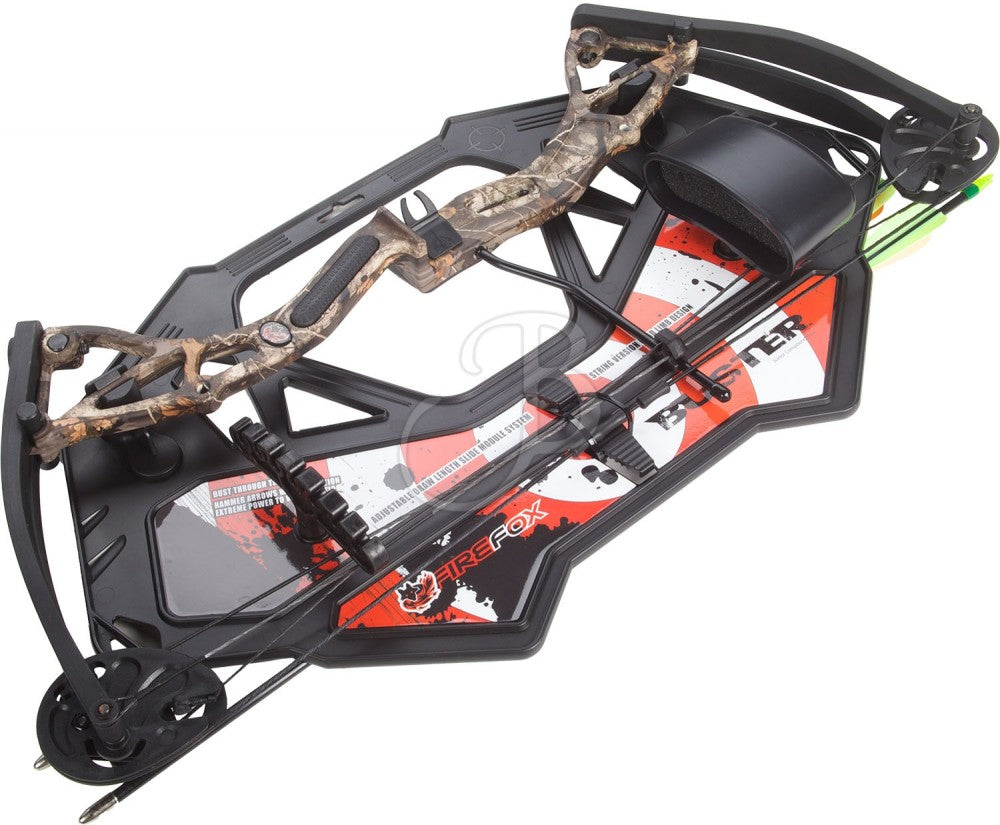 Compound bow SET camo incl. accessories, Firefox CB Buster 70 cm RH up to 30 lbs 