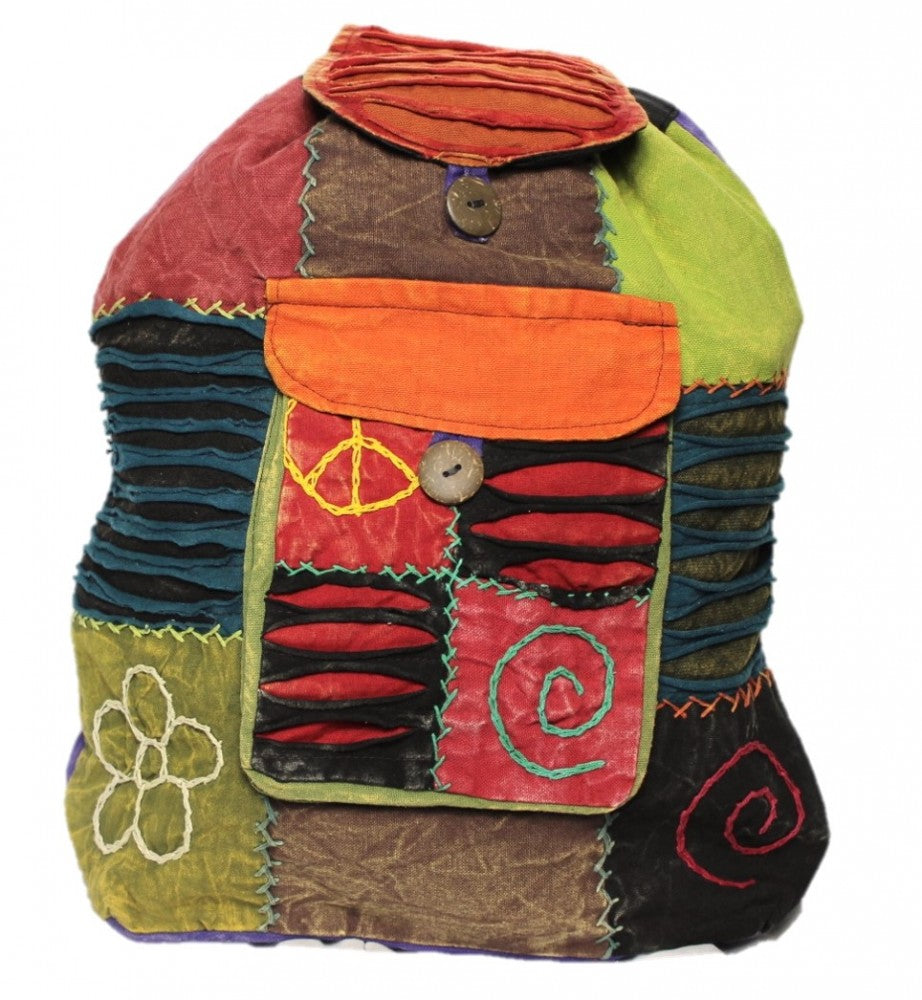 Hippie backpack stone washed, cultbagz flower 07