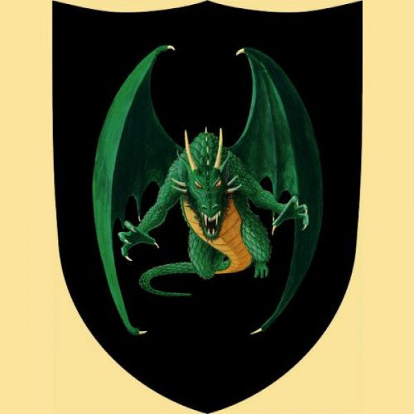 Scudo, scudo da cavaliere, scudo in legno per drago per bambini, nero/verde