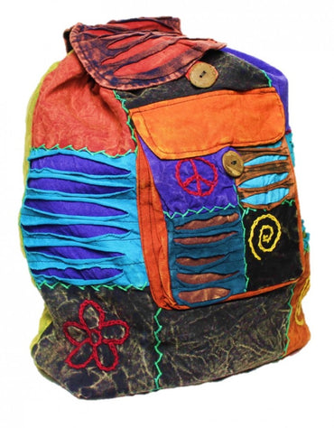 Hippie backpack stone washed, cultbagz flower 10