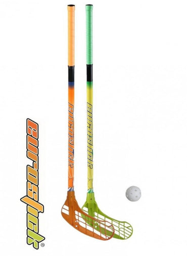 2x floorball stick junior 85 cm orange / green Eurostick Force one with ball