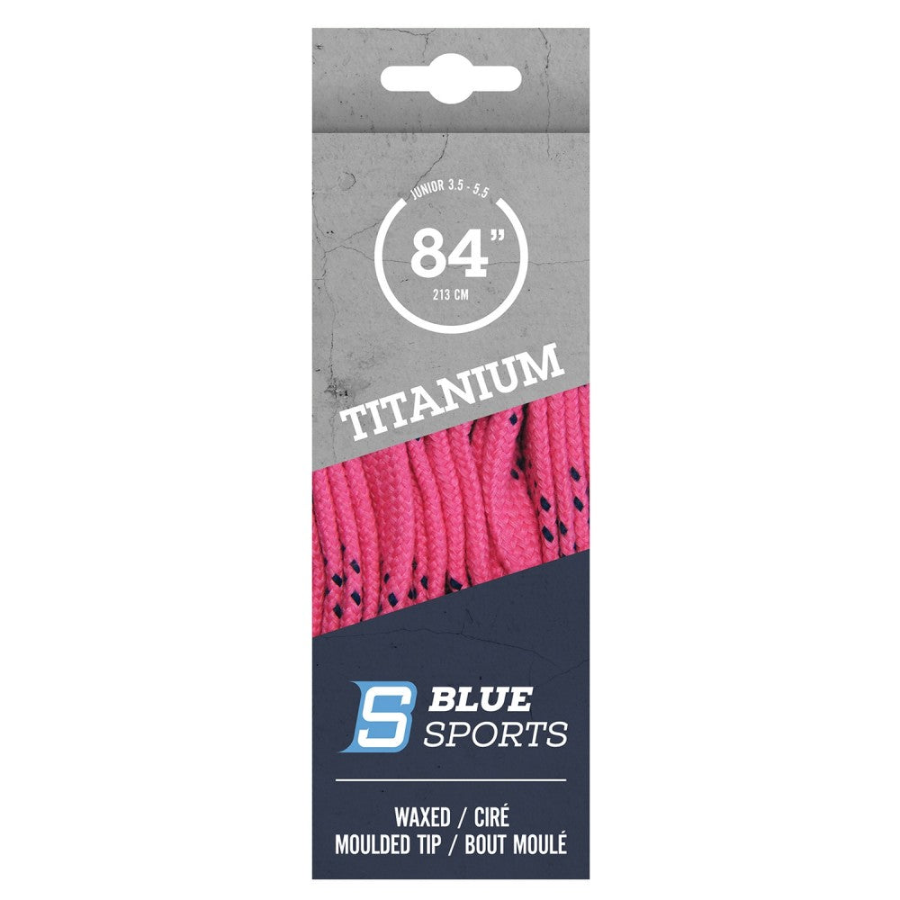 Titanium Ice Hockey Waxed Laces 96-120 inch pink