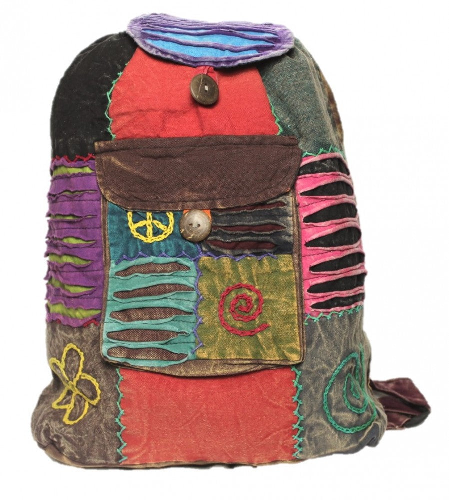 Hippie backpack stone washed, cultbagz flower 04