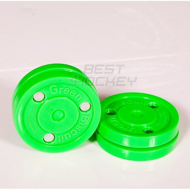 Green Biscuit training puck for ice hockey, hockey puck asphalt
